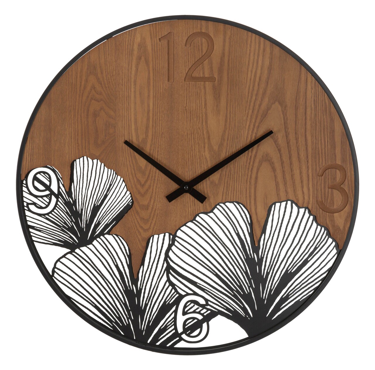 Ceas de perete Leaf Dark, Mauro Ferretti, 60 cm, fier/MDF, negru/maro - imagine 7